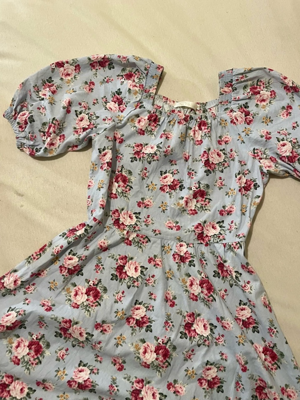 Handmade vintage floral dress puff sleeve cottagecore